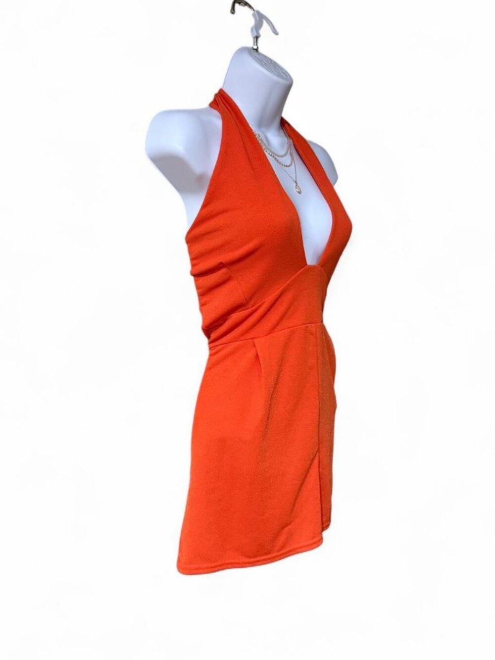 Orange Halter Bodycon Romper